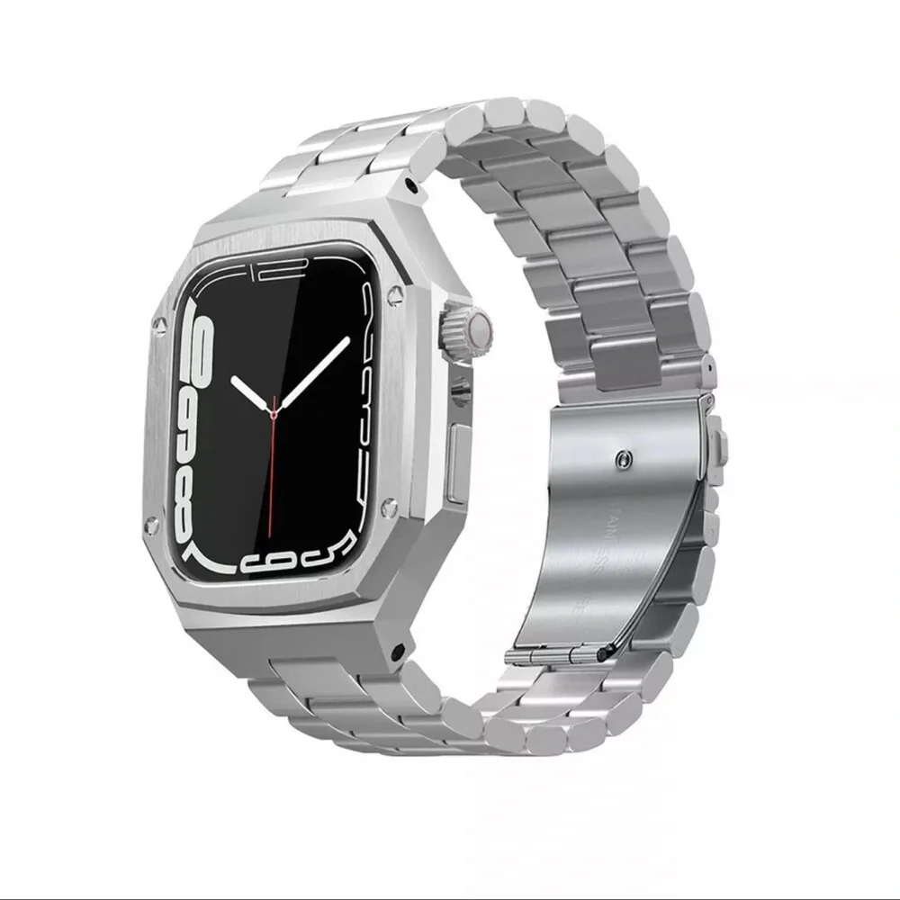 Stainless Steel Band & Case Royal Oak Mod For Apple Watch 44mm.